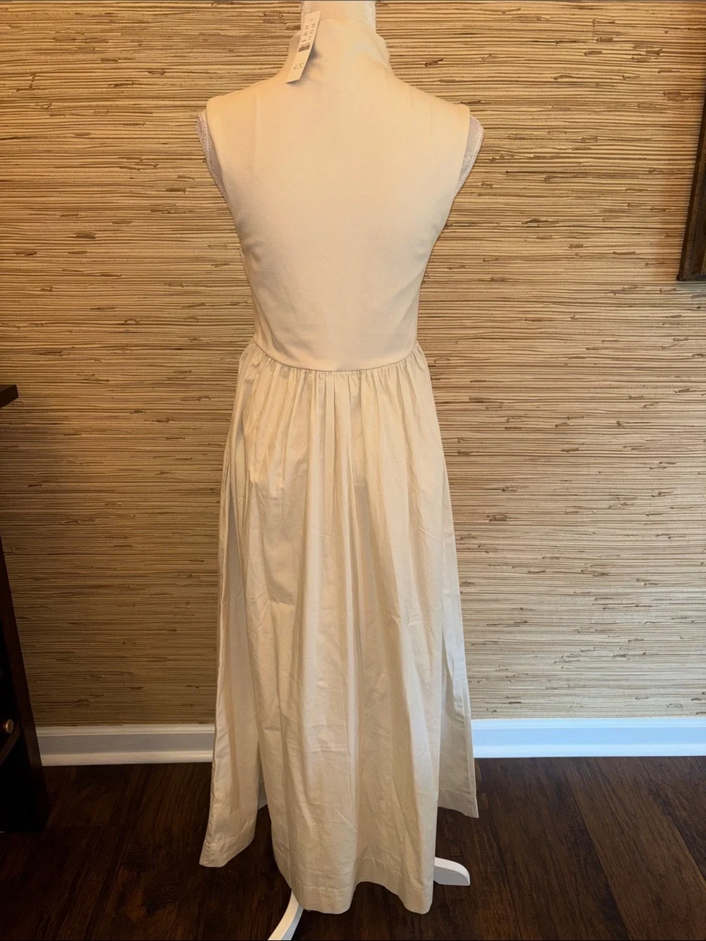 J. Crew medium Sleeveless Cream Maxi Dress with High Neck & pockets nwt!